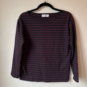Everlane Black and Burgundy Striped Top